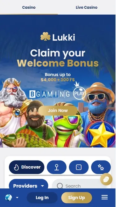 Lukki Casino mobile app screenshot